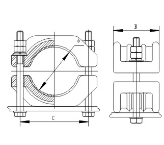 High voltage single core cable fixing clamp 